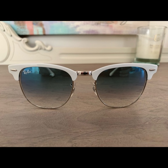 Ray Ban Clubmaster Metal White Frame RB3716 90883F 51-21. - Picture 1 of 7